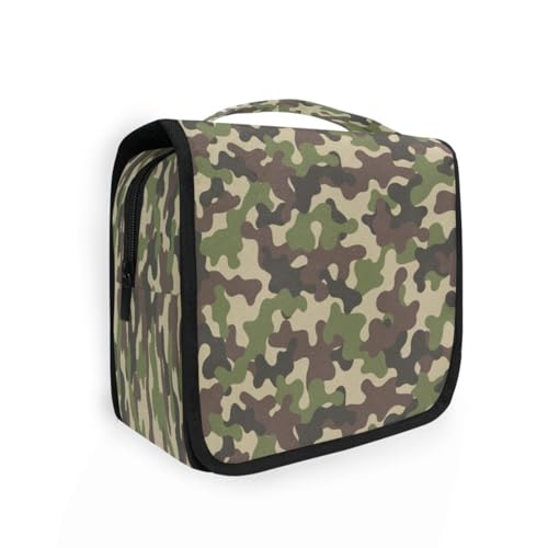 DEHOZO Kulturbeutel zum Aufhängen, abstrakte Camouflage, Militär, Aquarellblätter, Palmen, Baum, tragbare Make-up-Tasche, Reise-Organizer für Damen und Herren, faltbare Kosmetiktasche, Reisetaschen von DEHOZO