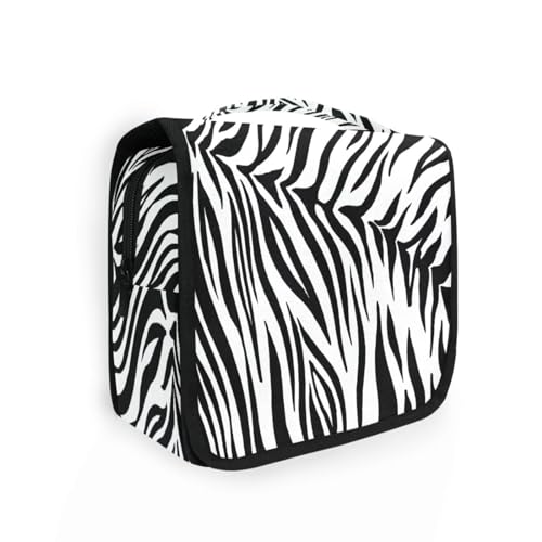 DEHOZO Kulturbeutel zum Aufhängen, schwarzes Zebra-Tiermuster, Aquarellblätter, Palmen, Baum, tragbare Make-up-Tasche, Reise-Organizer für Damen und Herren, faltbare Kosmetiktasche, Reisetaschen für von DEHOZO