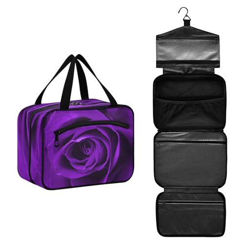 DEHOZO Lila Blume Rose Valentine Reise Kulturbeutel, hängende Make-up-Tasche Organizer für Frauen Männer, tragbare Kosmetiktasche Waschbeutel für Reiseutensilien, Toilettenartikel, Kosmetikpinsel, von DEHOZO