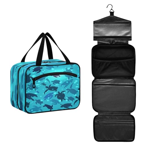 DEHOZO Ocean Sea Turtle Abstract Travel Toiletry Bag, Hanging Makeup Bag Organizer for Women Men, Portable Cosmetic Bag Wash Bags for Travel Essentials Toiletries Cosmetics Brushes Shampoo, M, von DEHOZO