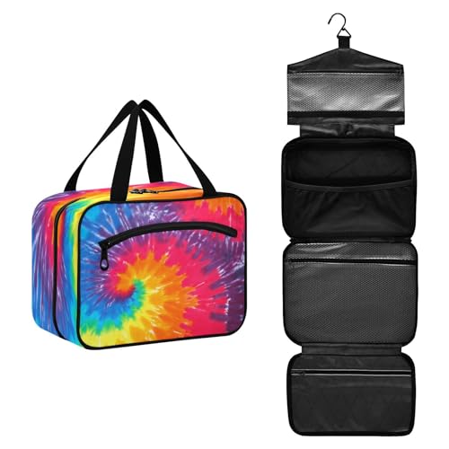 DEHOZO Rainbow Tie Dye Reise-Kulturbeutel, hängende Make-up-Tasche, Organizer für Damen und Herren, tragbare Kosmetiktasche, Waschbeutel für Reiseutensilien, Kosmetikartikel, Pinsel, Shampoo, M, von DEHOZO