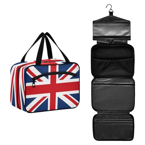 DEHOZO Reise-Kulturbeutel mit britischer Flagge, zum Aufhängen, Make-up-Tasche, Organizer für Damen und Herren, tragbare Kosmetiktasche, Waschbeutel für Reiseutensilien, Kosmetikartikel, Pinsel, von DEHOZO