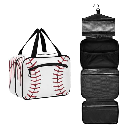 DEHOZO Sport-Baseballstiche, Reise-Kulturbeutel, hängende Make-up-Tasche, Organizer für Damen und Herren, tragbare Kosmetiktasche, Waschbeutel für Reiseutensilien, Kosmetikartikel, Pinsel, Shampoo, M, von DEHOZO