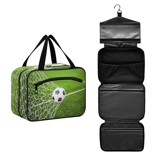 DEHOZO Sport-Fußball-Netz, Reise-Kulturbeutel, hängende Make-up-Tasche, Organizer für Damen und Herren, tragbare Kosmetiktasche, Waschbeutel für Reiseutensilien, Kosmetikartikel, Pinsel, Shampoo, M, von DEHOZO