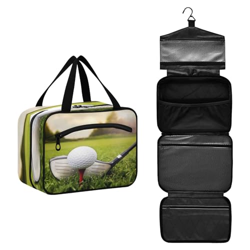 DEHOZO Sport Golf im Gras, Reise-Kulturbeutel, hängende Make-up-Tasche, Organizer für Damen und Herren, tragbare Kosmetiktasche, Waschbeutel für Reiseutensilien, Kosmetikartikel, Pinsel, Shampoo, M, von DEHOZO