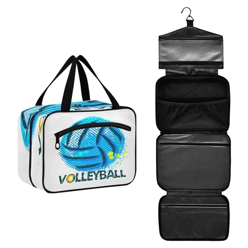 DEHOZO Sport Volleyball Kunst Reise Kulturbeutel, hängende Make-up-Tasche Organizer für Frauen Männer, tragbare Kosmetiktasche Waschbeutel für Reise Essentials Toilettenartikel Kosmetik Pinsel von DEHOZO