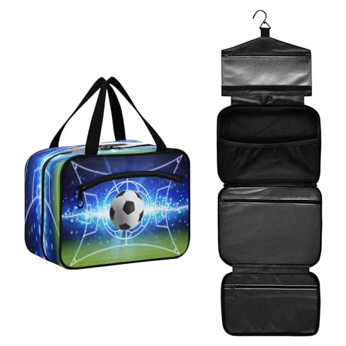 DEHOZO Sportspiel-Fußball-Reise-Kulturbeutel, hängende Make-up-Tasche, Organizer für Damen und Herren, tragbare Kosmetiktasche, Waschbeutel für Reiseutensilien, Kosmetikartikel, Pinsel, Shampoo, M, von DEHOZO