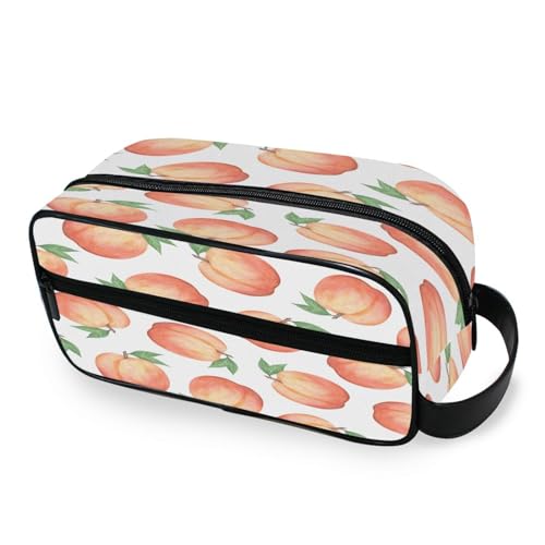 DEHOZO Tragbare Make-up-Tasche, Aquarell-Pfirsich-Obst-Muster, kleine Reise-Kosmetiktasche, Kulturbeutel für Damen und Herren, Make-up-Organizer-Tasche, Badezimmer-Make-up-Tasche für Reiseutensilien, von DEHOZO