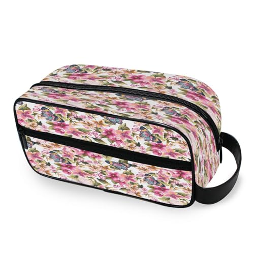 DEHOZO Tragbare Make-up-Tasche, Schmetterling Blumen kleine Reise Kosmetiktasche Kulturbeutel für Damen und Herren, Make-up-Organizer-Tasche Badezimmer Make-up-Tasche für Reiseutensilien, von DEHOZO