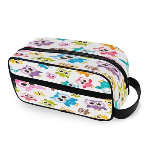 DEHOZO Tragbare Make-up-Tasche, bunte niedliche Eule Vogel, kleine Reise-Kosmetiktasche, Kulturbeutel für Damen und Herren, Make-up-Organizer-Tasche, Badezimmer-Make-up-Tasche für Reiseutensilien, von DEHOZO