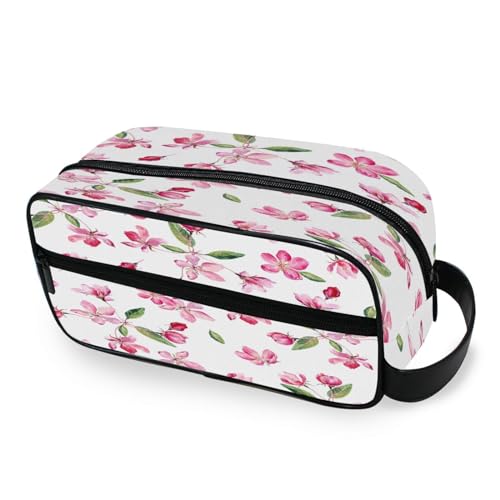 DEHOZO Tragbare Make-up-Tasche, rosa Blüte, Blume, Aquarell, kleine Reise-Kosmetiktasche, Kulturbeutel für Damen und Herren, Make-up-Organizer-Tasche, Badezimmer-Make-up-Tasche für Reiseutensilien, von DEHOZO