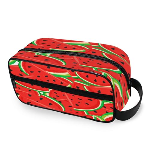 DEHOZO Tragbare Make-up-Tasche, rotes Wassermelonen-Fruchtmuster, kleine Reise-Kosmetiktasche, Kulturbeutel für Damen und Herren, Make-up-Organizer-Tasche, Badezimmer-Make-up-Tasche für von DEHOZO