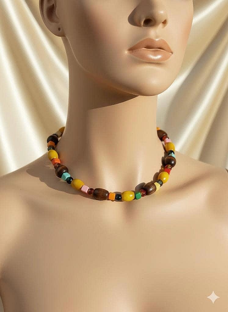 Handgemachte Holzperlenkette „Boho Color" - Im Bunten Mix Mit Glas- Und Acrylperlen Handgemachte Holzperlenkette „Boho Color" - Im Bunten Mix Mit Glas- Und Acrylperlen von DEIILA