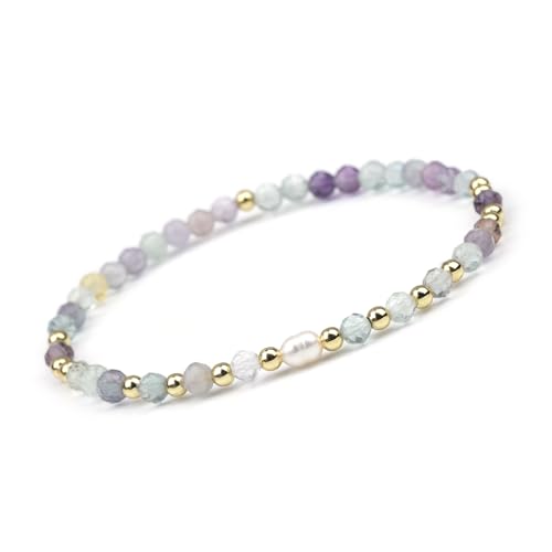 4 mm Natursteine, Messingperlen und Perlen, dehnbar, geeignet für Männer und Frauen, als Geschenk für den täglichen Gebrauch, Stein von DEJIN