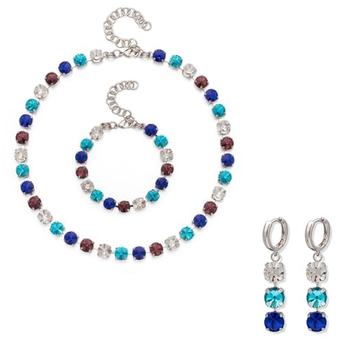 8 mm Kristall-Armbänder, Halskette, Ohrringe, Sets für Frauen, Krallenfassung, Armbänder, Choker für Party, Stein von DEJIN