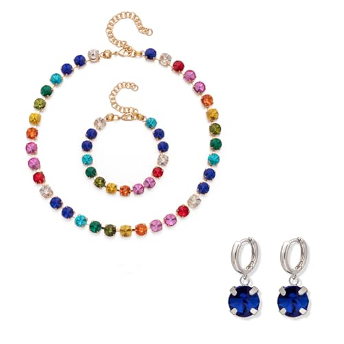 8 mm Kristall-Armbänder, Halskette, Ohrringe, Sets für Frauen, Krallenfassung, Armbänder, Choker für Party, Stein von DEJIN