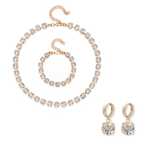 8 mm Kristall-Armbänder, Halskette, Ohrringe, Sets für Frauen, Krallenfassung, Armbänder, Choker für Party, Stein von DEJIN