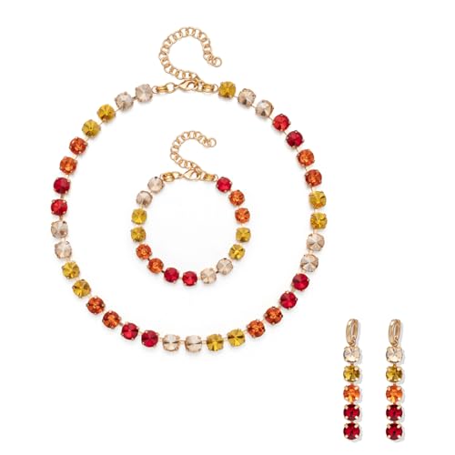 8 mm Kristall-Armbänder, Halskette, Ohrringe, Sets für Frauen, Krallenfassung, Armbänder, Choker für Party, Stein von DEJIN