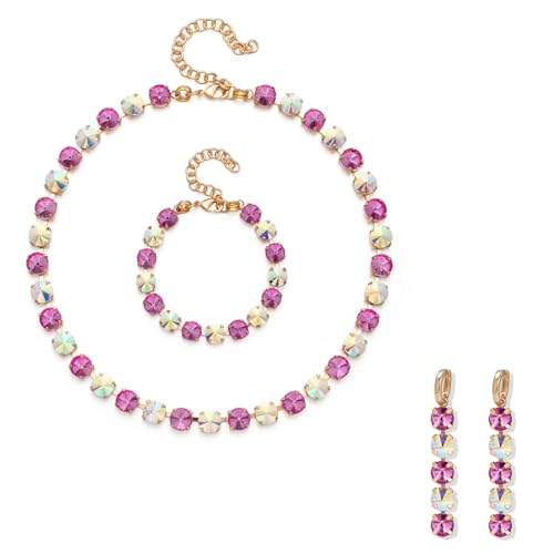 8 mm Kristall-Armbänder, Halskette, Ohrringe, Sets für Frauen, Krallenfassung, Armbänder, Choker für Party, Stein von DEJIN