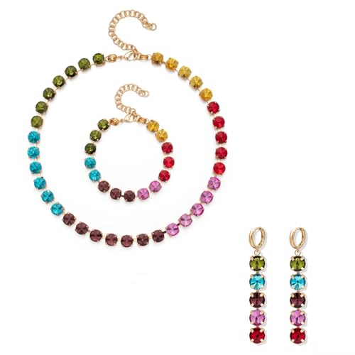 8 mm Kristall-Armbänder, Halskette, Ohrringe, Sets für Frauen, Krallenfassung, Armbänder, Choker für Party, Stein von DEJIN