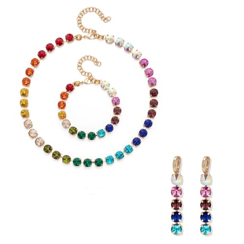 8 mm Kristall-Armbänder, Halskette, Ohrringe, Sets für Frauen, Krallenfassung, Armbänder, Choker für Party, Stein von DEJIN