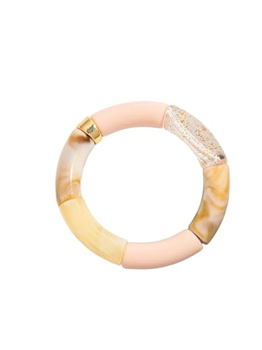 Acryl-Design-Stil, klobiges Bambus-Armband, stapelbar, für Damen, Boho-Stil, elastisch, bunte Röhrenperlen-Armbänder von DEJIN