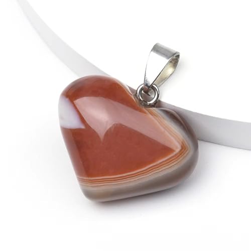 DEJIN 1 x Naturstein-Anhänger in Herzform für Männer und Frauen, Geschenk zum Selbermachen, Halsketten, Schlüsselanhänger, Stein von DEJIN