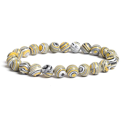 DEJIN 2 Stück Natursteinperlen blaue Malachit-Armbänder 8 mm runde Perlen Armband Strang Damen Herren, Stein von DEJIN