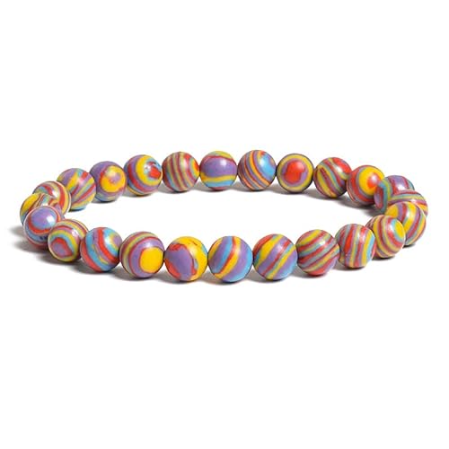 DEJIN 2 Stück Natursteinperlen blaue Malachit-Armbänder 8 mm runde Perlen Armband Strang Damen Herren, Stein von DEJIN
