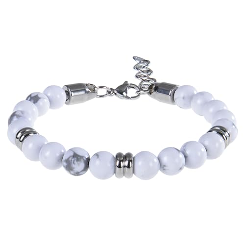 DEJIN 8 mm Naturstein-Lapislazuli-Perlenarmband, verstellbar, Edelstahl-Kette, Armband für Männer und Frauen, handgefertigte Geschenke, Stein von DEJIN