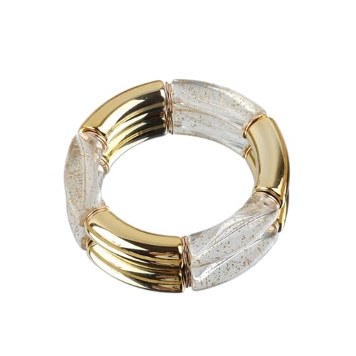 DEJIN Böhmische transparente Acrylfolie Bambus Armbänder für Frauen elastische Perlen Gliederkette Manschette Armbänder & Armreifen, Stein von DEJIN