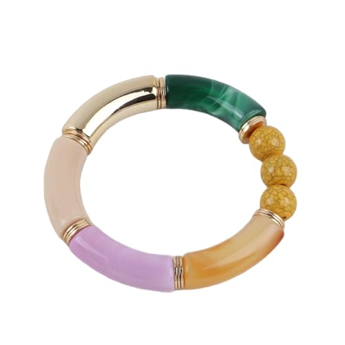 DEJIN Böhmische transparente Acrylfolie Bambus Armbänder für Frauen elastische Perlen Gliederkette Manschette Armbänder & Armreifen, Stein von DEJIN