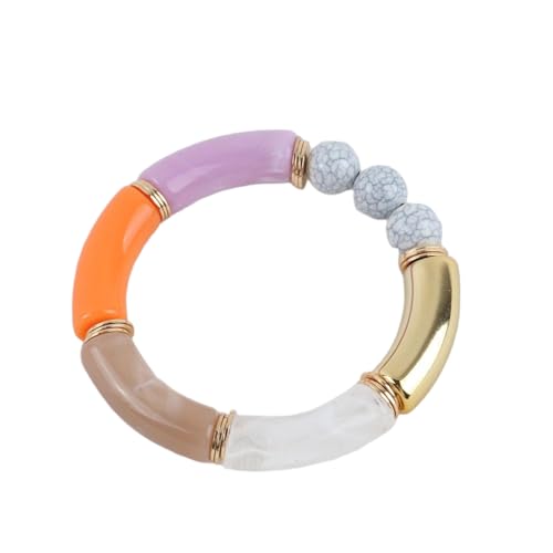 DEJIN Böhmische transparente Acrylfolie Bambus Armbänder für Frauen elastische Perlen Gliederkette Manschette Armbänder & Armreifen, Stein von DEJIN