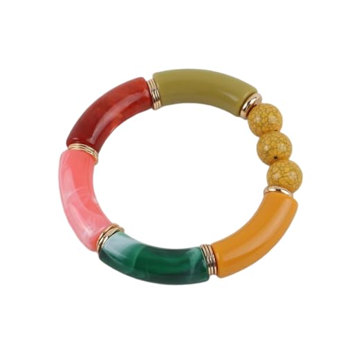 DEJIN Böhmische transparente Acrylfolie Bambus Armbänder für Frauen elastische Perlen Gliederkette Manschette Armbänder & Armreifen, Stein von DEJIN