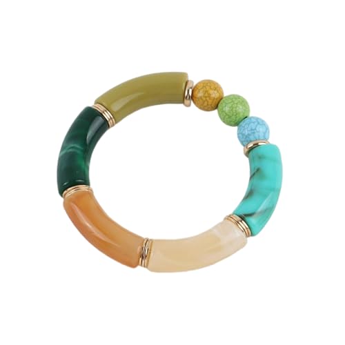 DEJIN Böhmische transparente Acrylfolie Bambus Armbänder für Frauen elastische Perlen Gliederkette Manschette Armbänder & Armreifen, Stein von DEJIN