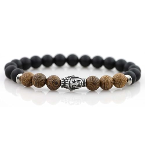 DEJIN Buddha-Perlenarmbänder und Armreifen aus 316L-Edelstahl, für Herren, Naturstein, Strang-Armband, Damen, Yoga, Gebetsgeschenk, Stein von DEJIN