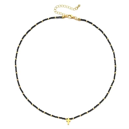 DEJIN Edelstahl Kreuz Choker Halskette für Frauen Perlen Kette Halsketten Geschenk, Stein von DEJIN