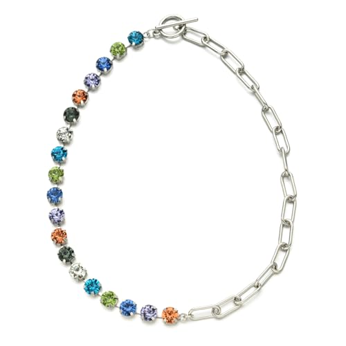 DEJIN Halskette mit grünem Kristallanhänger für Damen, schlichtes Strass-Halsband, Brautschmuck, Hochzeit, Stein von DEJIN