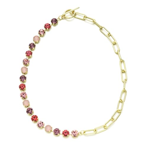 DEJIN Halskette mit grünem Kristallanhänger für Damen, schlichtes Strass-Halsband, Brautschmuck, Hochzeit, Stein von DEJIN