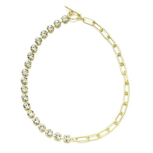 DEJIN Halskette mit grünem Kristallanhänger für Damen, schlichtes Strass-Halsband, Brautschmuck, Hochzeit, Stein von DEJIN