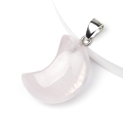 DEJIN Halskette mit natürlichem Tigerauge, schwarz gestreifter Achat, 18 x 25 mm, Halbmond-Anhänger für Damen, Stein von DEJIN