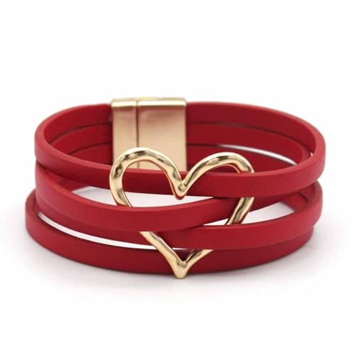 DEJIN Handgefertigtes Lederarmband mit Sternmuster, hohl, für Damen, mehrlagiges Wickelarmband, Armreif, Unisex-Geschenke, Stein von DEJIN