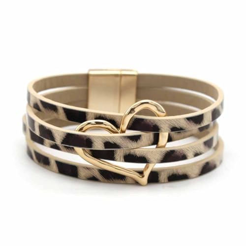 DEJIN Handgefertigtes Lederarmband mit Sternmuster, hohl, für Damen, mehrlagiges Wickelarmband, Armreif, Unisex-Geschenke, Stein von DEJIN