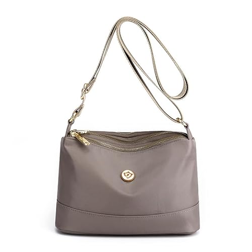 DEJIN Minimalistische Umhängetasche aus Nylon mit großer Kapazität, große Crossbody-Tasche für Damen, lässige Pendlertasche, wasserabweisende Umhängetasche mit breitem Riemen, grau, Length: 24cm von DEJIN