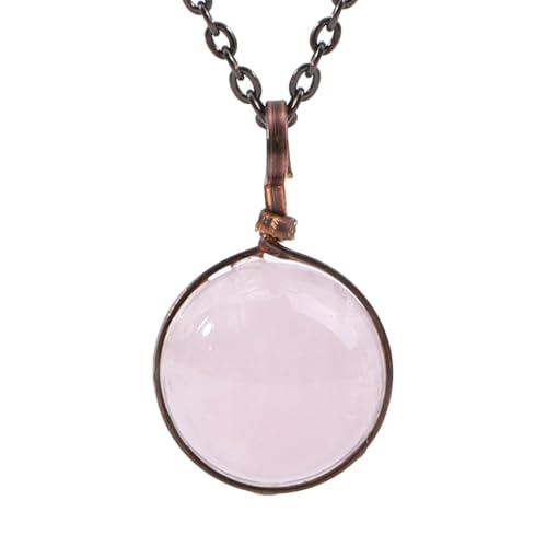 DEJIN Naturstein-Halskette für Männer und Frauen, runder Cabochon-Perlenanhänger, Fluorit-Tigerauge, Kristall, Edelstahlkette, Stein von DEJIN