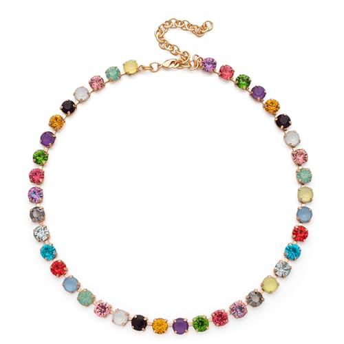 DEJIN Zirkon-Halskette für Damen, bunte Perlen und Kristalle, Kropfband, Krappenfassung, Strass, Geschenk, Stein von DEJIN