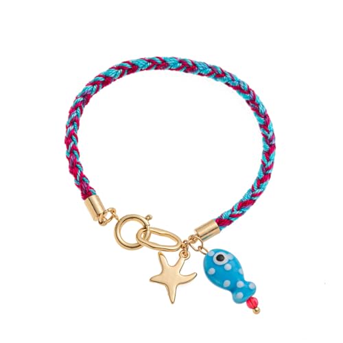 DEKKRYNFV Leichtes Perlenfreundschaftsarmband Mit Glücklichen Fischstar Anhänger Mehrfarbig Gewebten Schmuck Geschenk Symbolische Glück Hope Handgelenk Kette von DEKKRYNFV