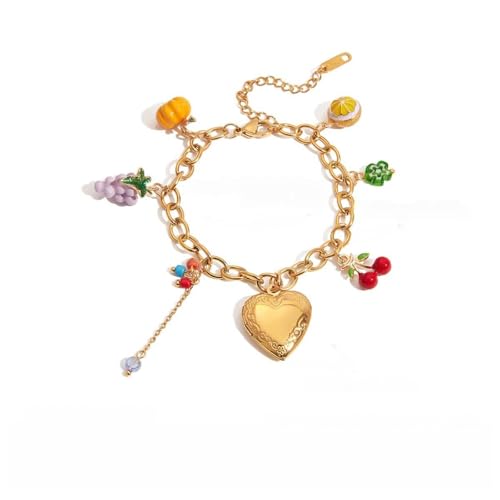 DEKKRYNFV Moderne Stapelbare Obstcharme Armband Edelstahl Verstellbarer Schmuck Bequeme Kleidung Für Tägliche Outfits Oder Spezielle Ereignisse Robustes Stapelbares Armband von DEKKRYNFV