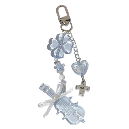 DEKKRYNFV Perlen Telefonkette Mode Geigenkeyring Anhänger Für Frauen Modische Schlüsselkette Anhänger Stilvoller Charme Für Taschen Stilvolle Tasche Charme von DEKKRYNFV