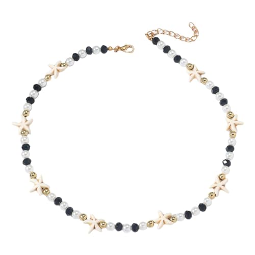 DEKKRYNFV Schöne Meereskette Elegante Halskette Künstliche Kristallperlenhals Halsschmuck Geeignet Für Frauen Strand Abenteuer Abend Event Juwely von DEKKRYNFV